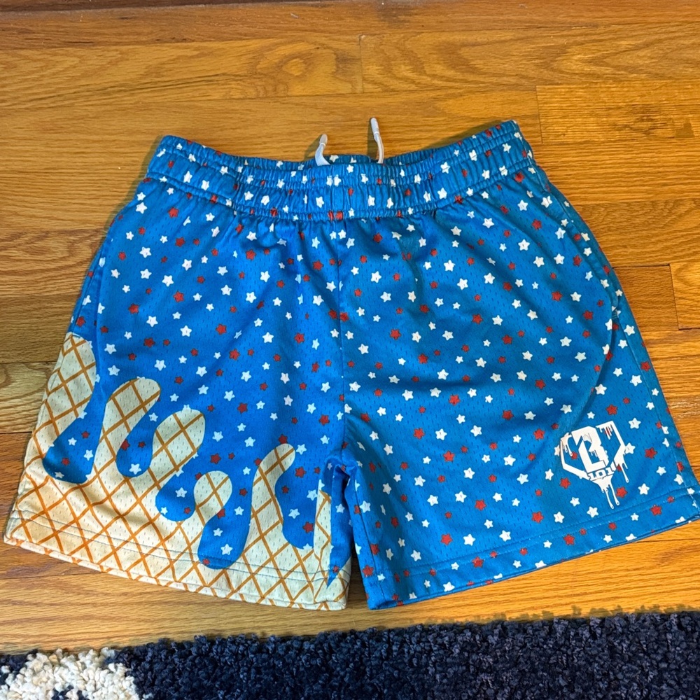 Kids Blue Star & Ice Cream Print Swim Shorts